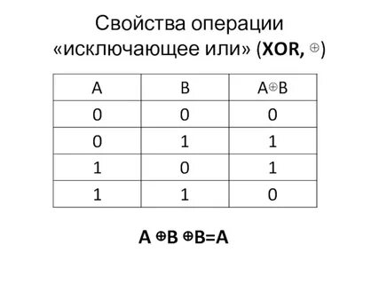 Логические операции исключающее или