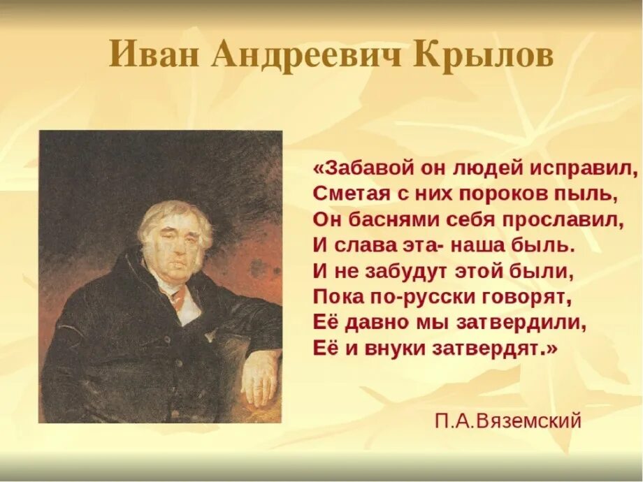 Назовите имя русского баснописца ломоносов жуковский. Биология Ивана Андреевича Крылова.