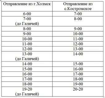 Расписание автобусов холмская