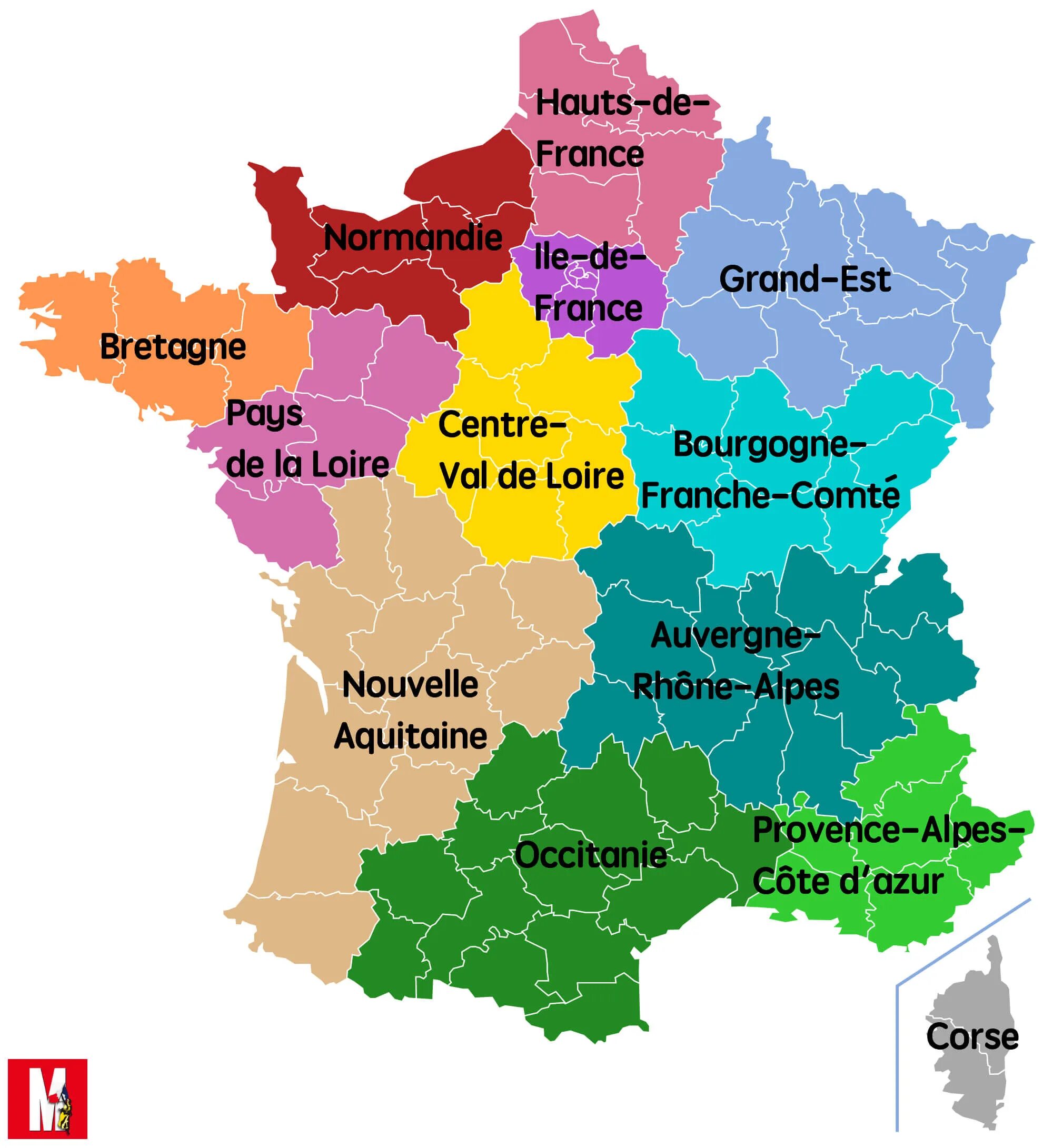 Регионы Франции 2021. Карта Франции. Regions de France. Регионы Франции на французском. Region de france