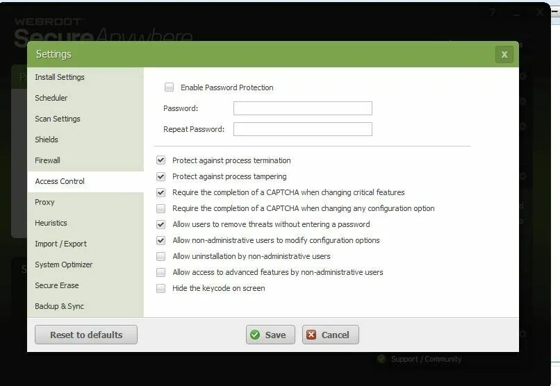 Webroot Internet Security complete. Web root Endpoint панель управления. Export Protection. Access Control Words. Modify configurations