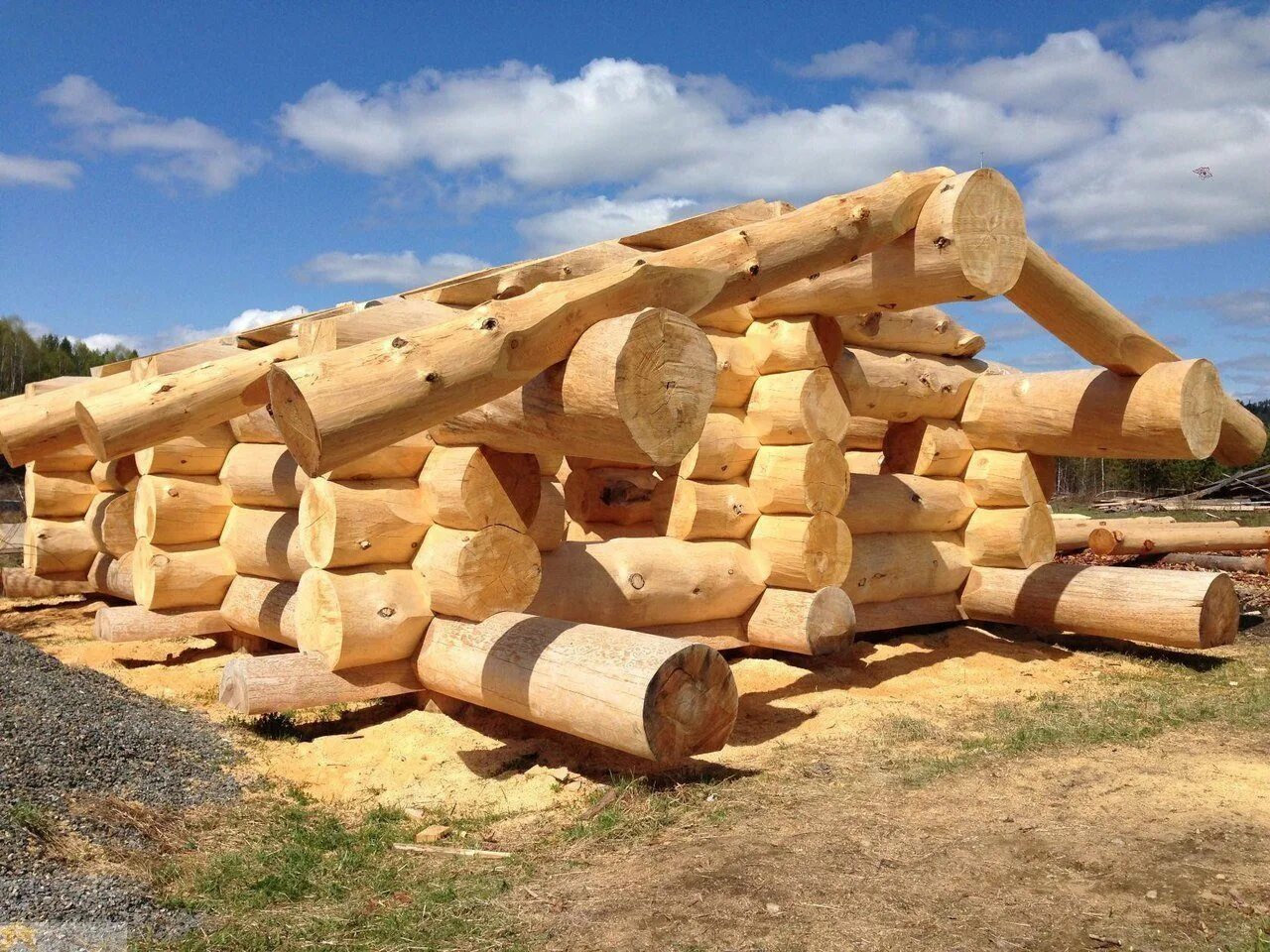 Модель бревна. Канадская рубка бриллиантовая чаша. Бревна разной длины. Сруб дикий стиль. 988 (cd)".