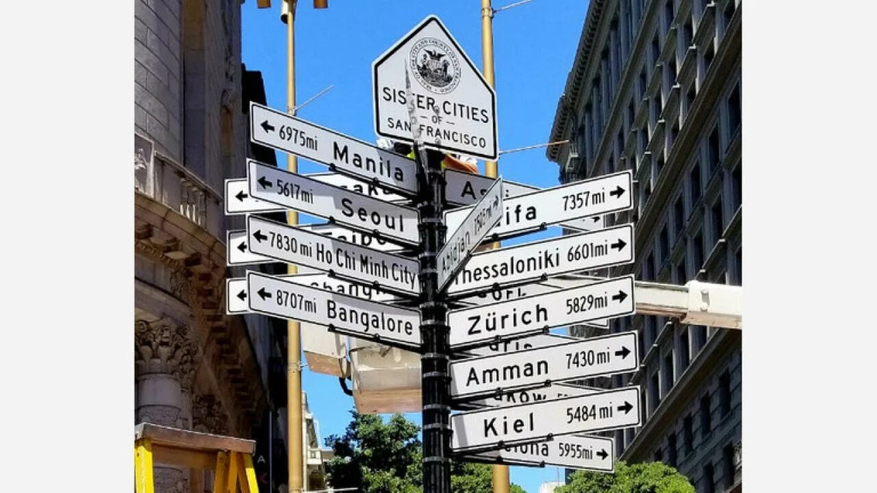 Sister cities. Signs in the City. City sign. San Francisco sign.