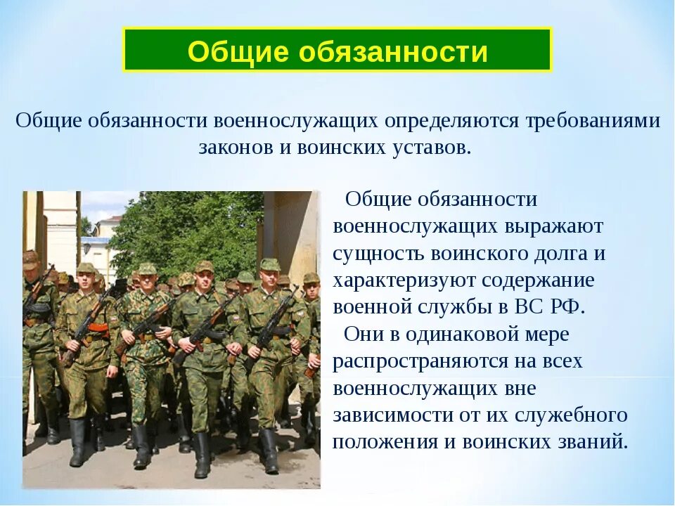 Участие россии в военных организациях. Общие обязанности военнослужащих. Общие обязанности. Военная служба по призыву.