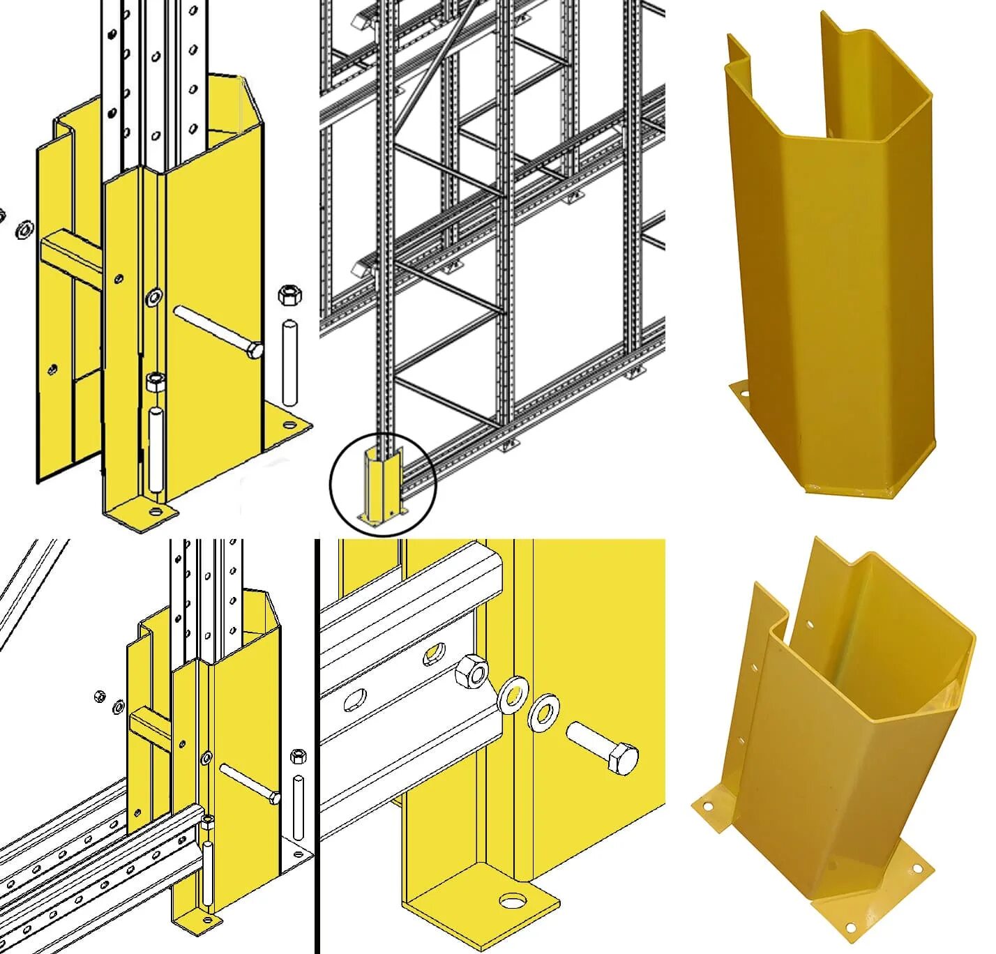 Защита стеллажей. Соединитель спаренных рядов стеллажей. Защита стойки угловая для паллетных стеллажей. Отбойник паллетных стеллажей. Отбойник для паллетного стеллажа.
