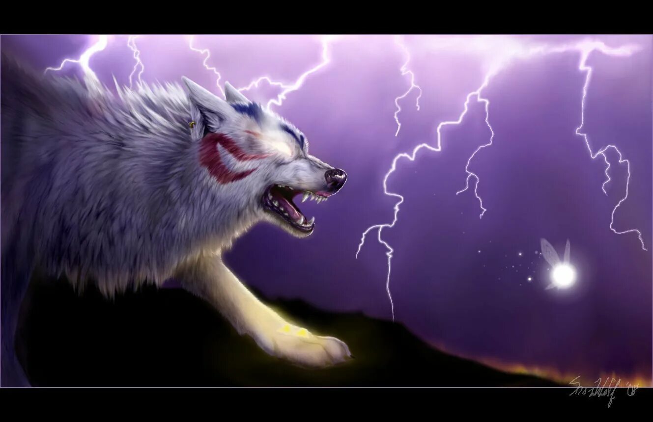 Мистические волки. Волк гроза. Волк молнии. Грозовой волк.