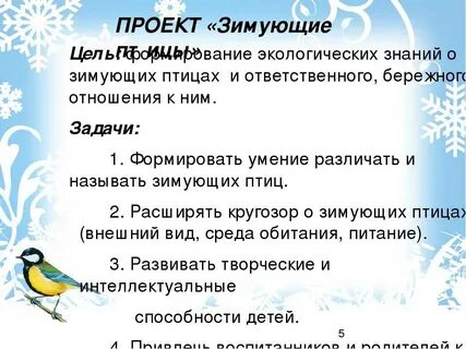 Проект зимующие птицы