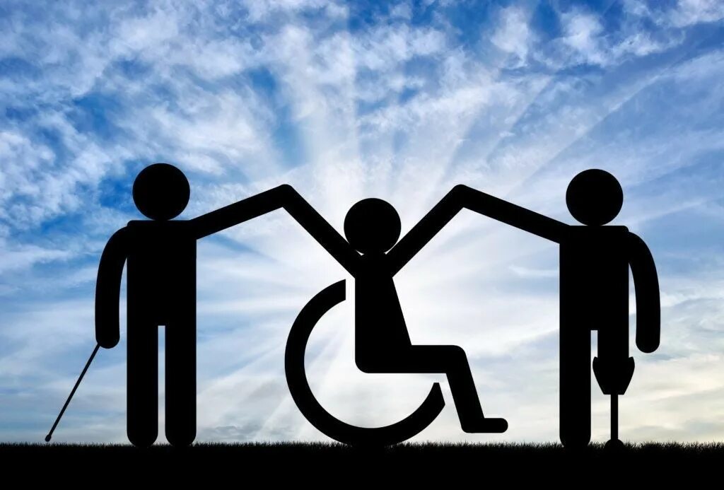 Защита условий жизни детей. Поддержка людей с ограниченными возможностями. Инвалидность. Защита инвалидов. Человечек инвалид.
