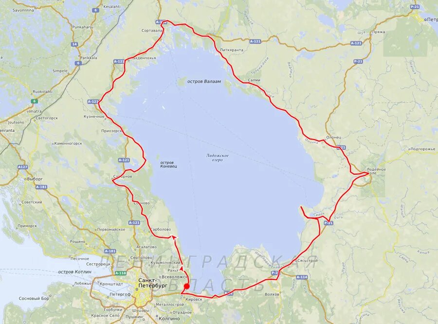 Ладожское озеро маршрут