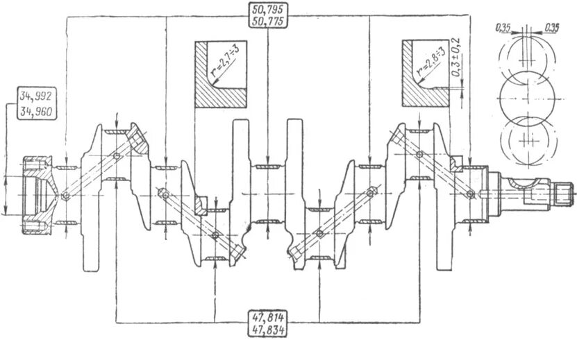 коленчатый вал ямз 238 чертеж. размеры шатунных шеек камаз 740. длина коленвала. чертеж коленчатого вала 2101. размеры шеек коленвала 2108.
