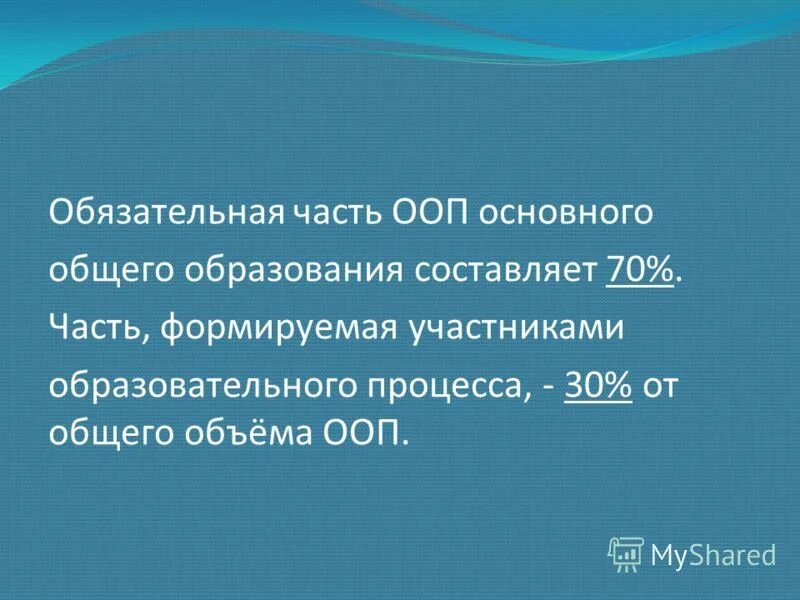 Ооп основное общее образование. Части ООП. Обязательная часть ООП до должна составлять.