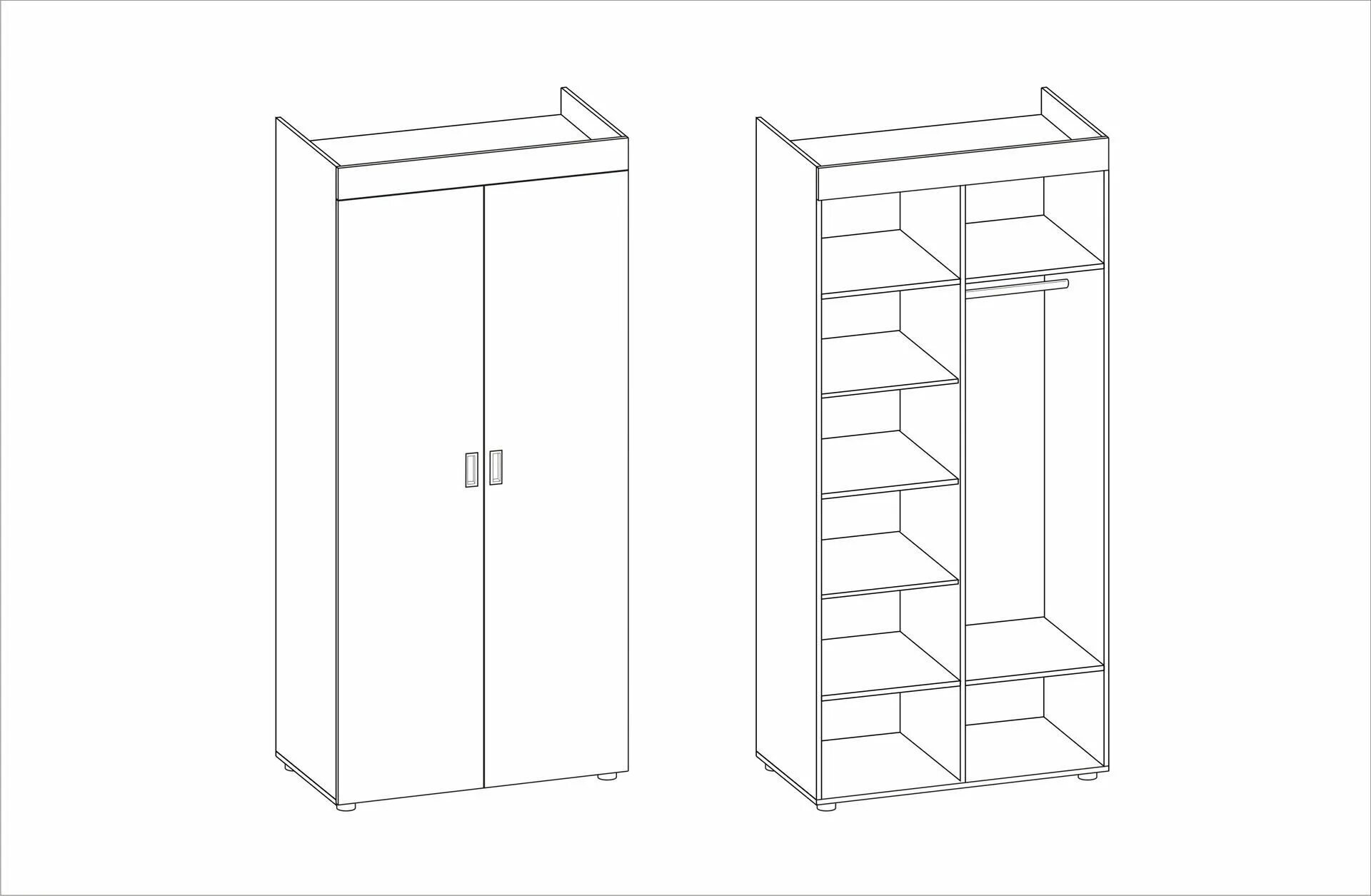 Двухстворчатый шкаф размеры