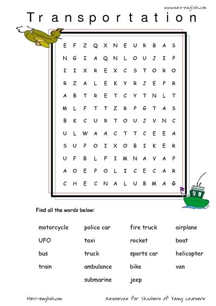 6 read and find the words. Transport wordsearch. transport wordsearch for kids. word search transport. wordsearch travelling for kids.