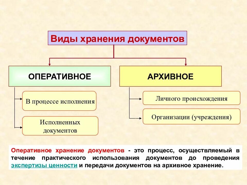 Организация хранения документов в организации рекомендации. Организация оперативного хранения документов. Виды хранения архивных документов. Виды оперативного хранения документов. Хранение документов схема.