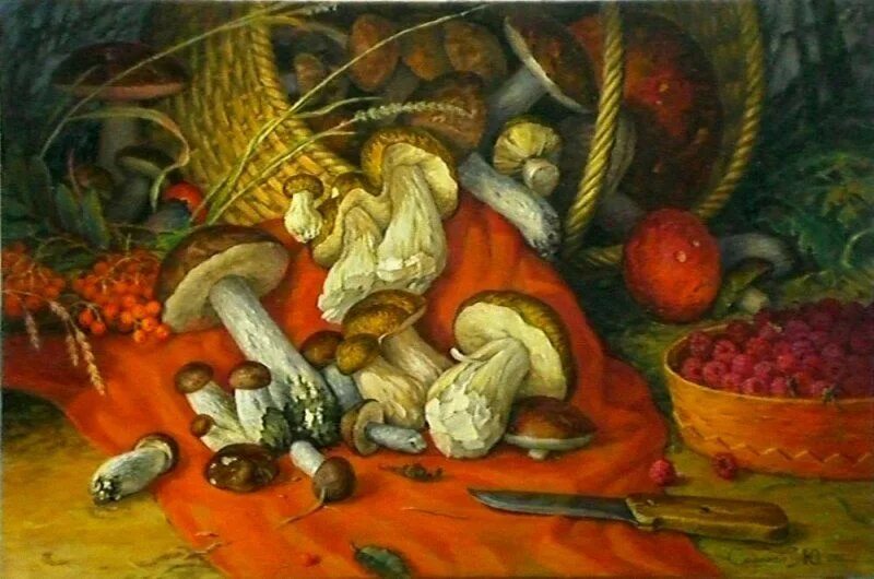 Картина грибы. Корабельников художник грибы. Мухоморы в живописи. Натюрморт с мухоморами. Грибы авторская картина.