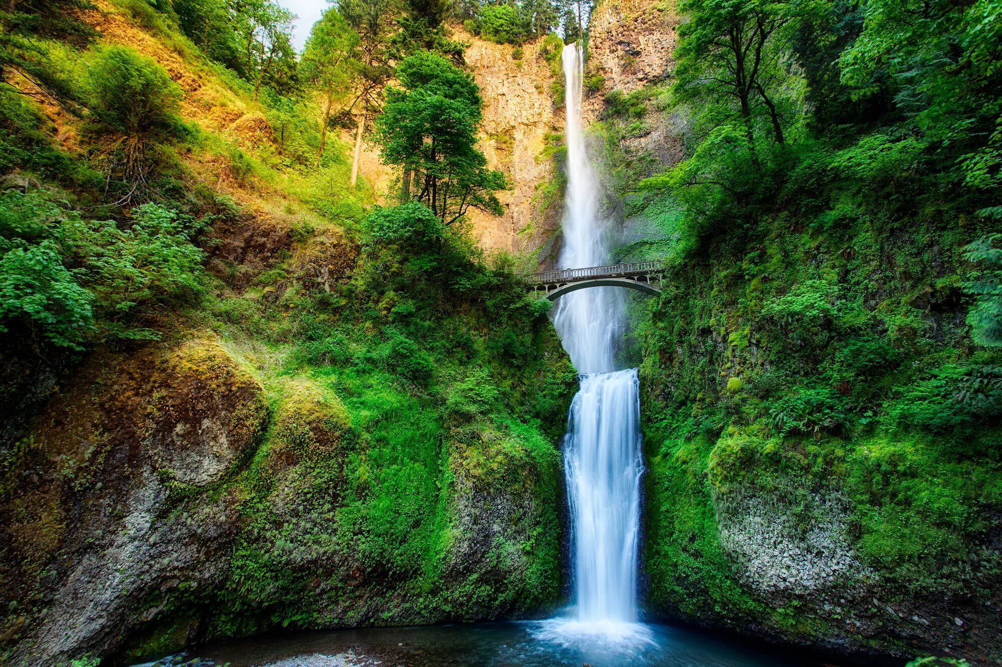 Малтнома-Фолс, штат Орегон. Водопад Малтнома-Фолс США. Водопад Малтнома Орегон. Водопад Малтнома (Multnomah Falls).