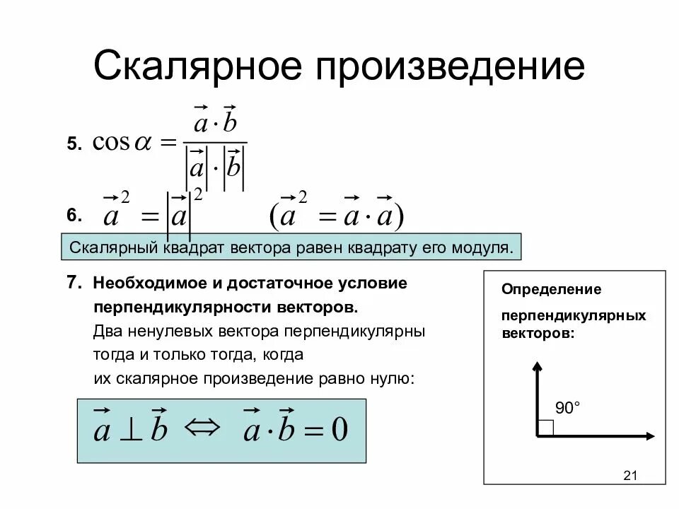 Необходимое и достаточное условие перпендикулярности двух векторов. Скалярное произведение векторов и векторное произведение векторов. Условие ортогональности векторов. Скалярное произведение, ортогональность векторов.