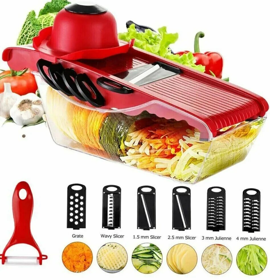 Овощерезка Mandoline Slicer 6 in 1 c контейнером. Универсальная терка-слайсер Mandoline Slicer 6 in 1. Терка-овощерезка Mandoline Slicer 10 in 1 c контейнером. Терка-овощерезка Mandoline Slicer 6 в 1 c контейнером. Насадки для резки овощей