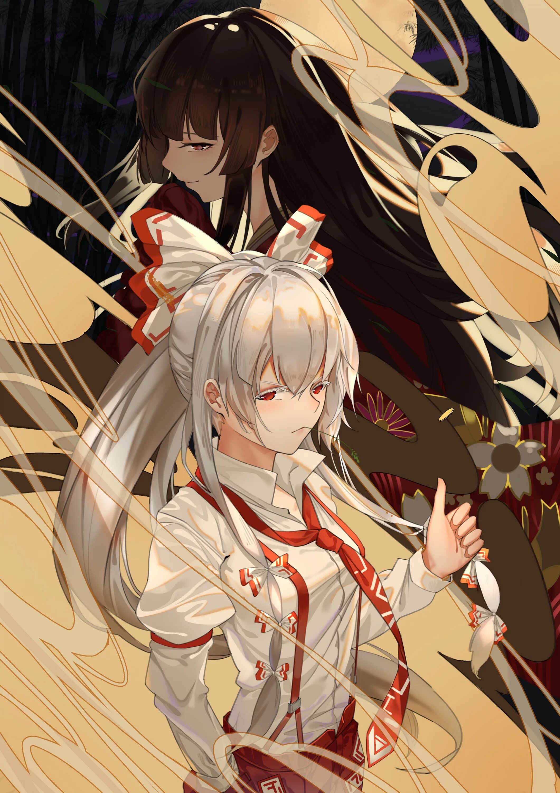 Mokou Fujiwara. Mokou / Kaguya. Фудзивара но Моко. Touhou mokou x Kaguya. Включи моко