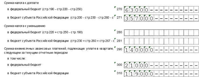 Авансовые платежи по налогу пример