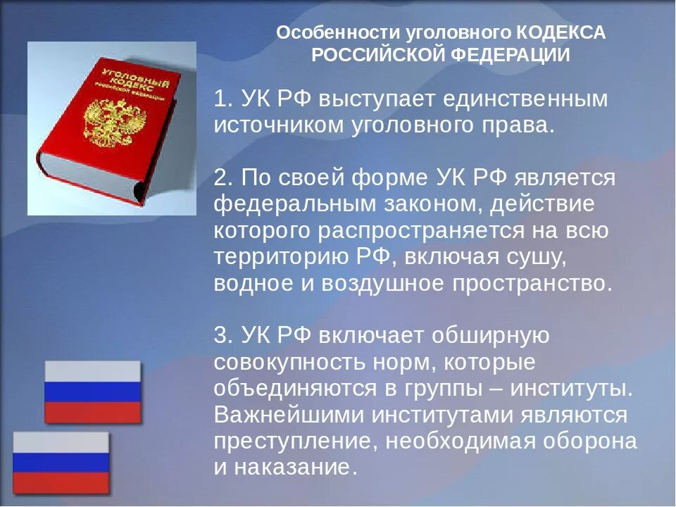 Общая характеристика уголовного кодекса Российской Федерации. Особенности УК РФ. Характеристика уголовного кодекса. Спецификация уголовного кодекса. Российское законодательство ук рф