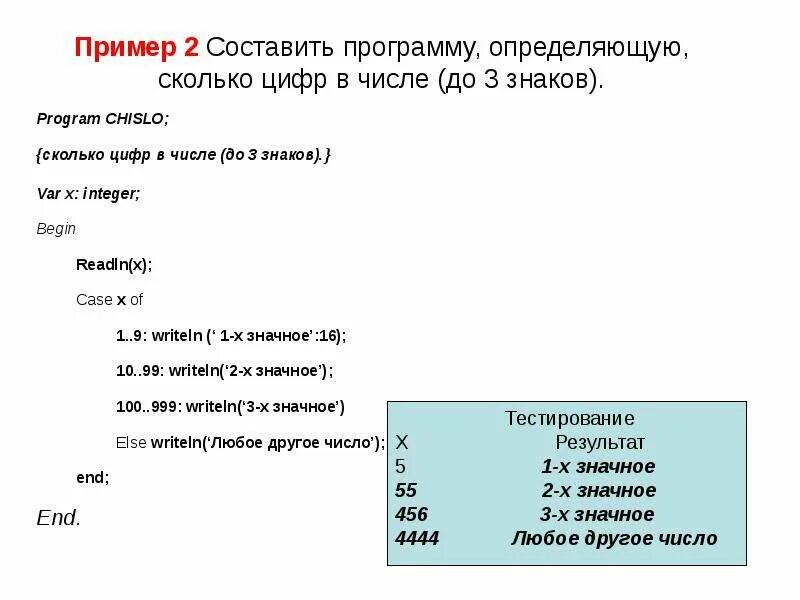 Программа определяет числа