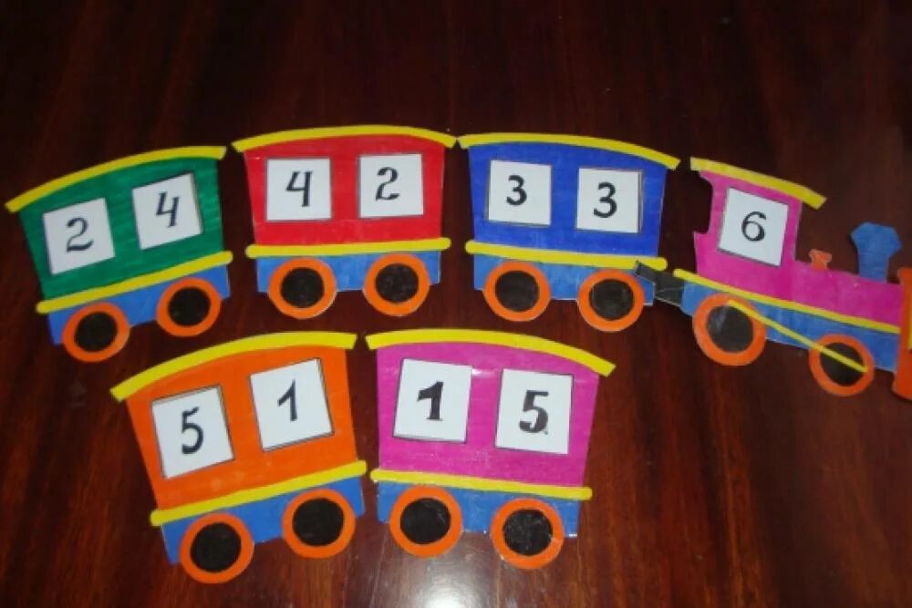 Номер 2 дидактический. Числовые паровозики для дошкольников. Математическая игра паровозик. Паровозик с числами. Дидактический материал по изучению состава числа.
