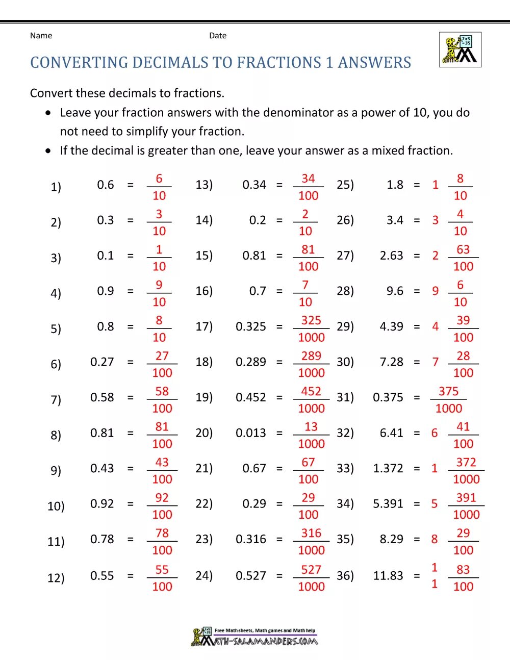 Decimal fraction. Converting fractions to decimals. fraction to decimal. convert the fractions to decimals and the decimals to fractions.. fractions to decimals worksheet.