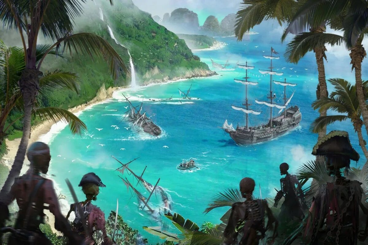 Острова где пираты. Пираты Карибского моря остров. Пираты Карибского моря бухта. Парадиз остров Карибского моря. Бухта пиратов пираты Карибского моря.