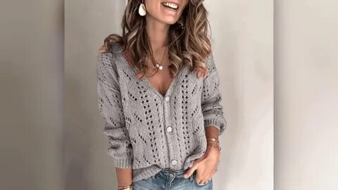Ажурная французская кофточка спицами