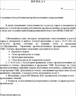 Приказ о внедрении документооборота