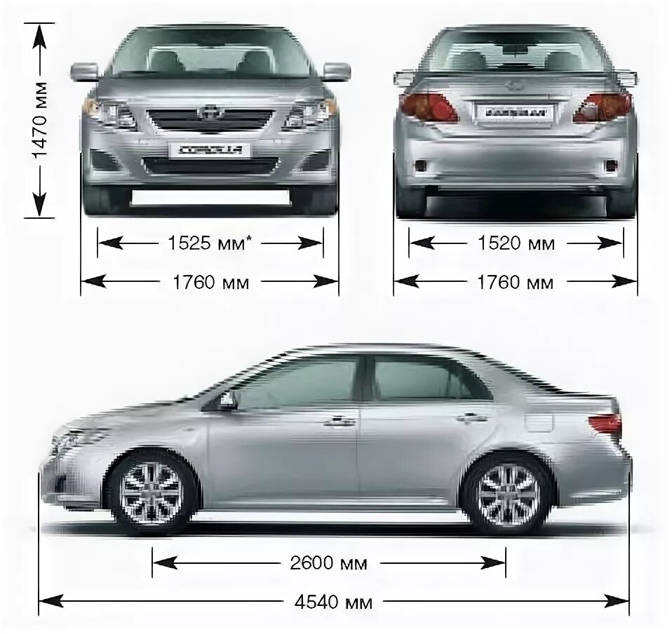 Параметры тойота авенсис. Габариты Тойота Королла е150. Ширина Тойота Королла 2008. Габариты Тойота Королла 2008 года. Toyota Corolla 2008 габариты.