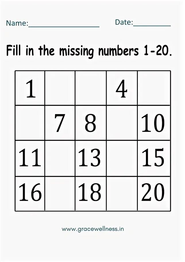 Fill in the numbers. Fill in the numbers