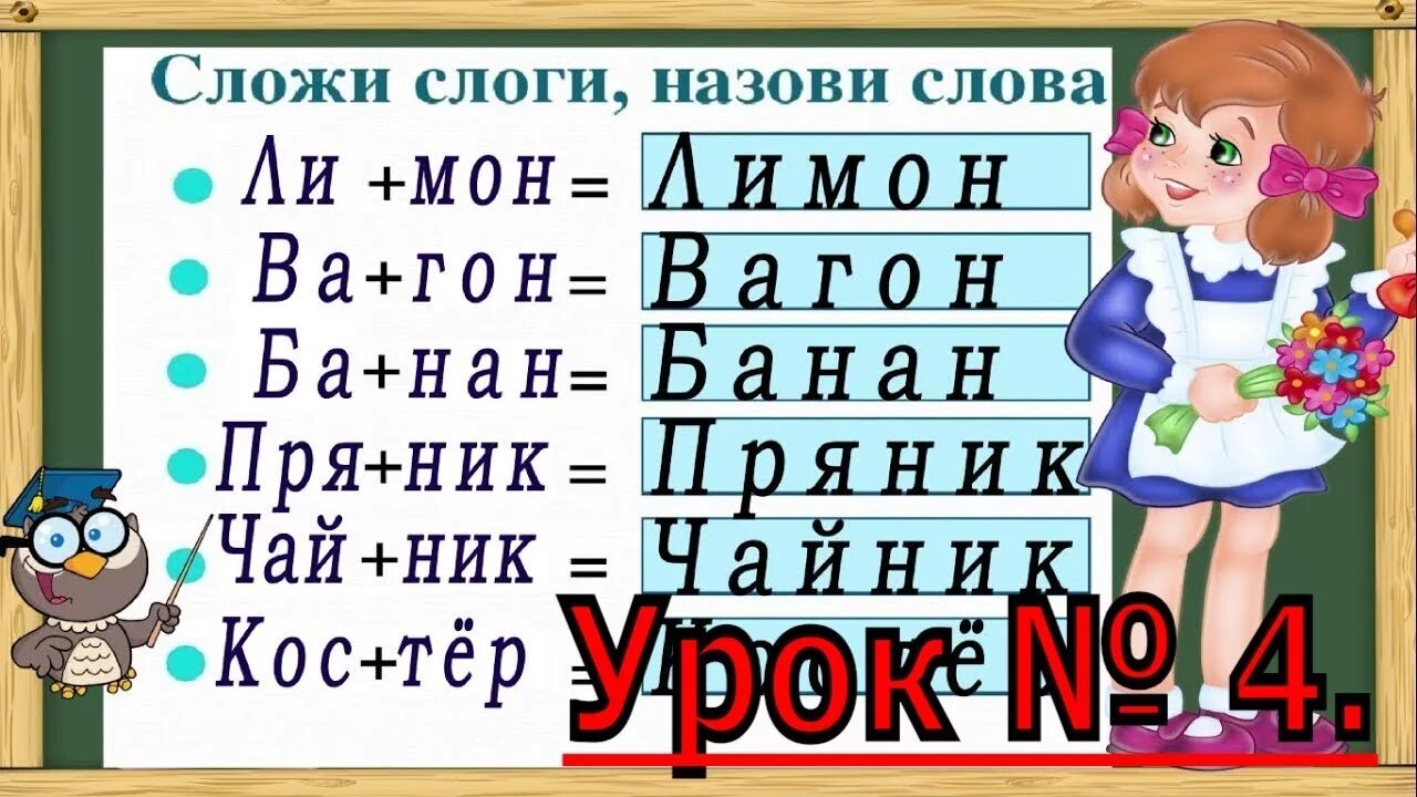 Урок чтения для начинающих. Чтение по слогам для дошкольников. Слова по слогам для детей. Учимся читать слоги. Чтение слов по слогам для дошкольников.