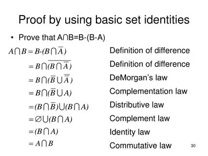 Set identities