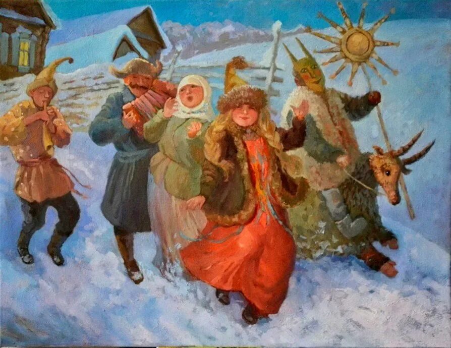 Тема зимние праздники. Транковский Алексей Иванович Святки. Колядование на Руси в картинах художников. Васильева Коляда, Васильев вечер. Рождественские Святки колядование.