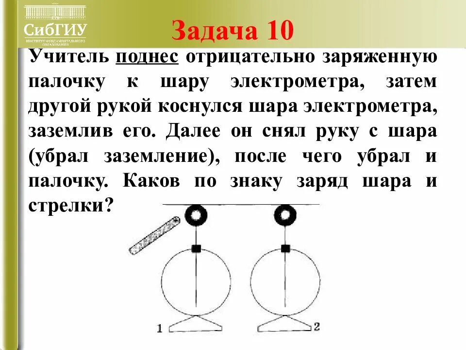 Шар задачи егэ. Электрометр задачи. Поднесем палочку к шару электрометра,. Нестандартные задачи по физике. Палочку подносят к электрометру.