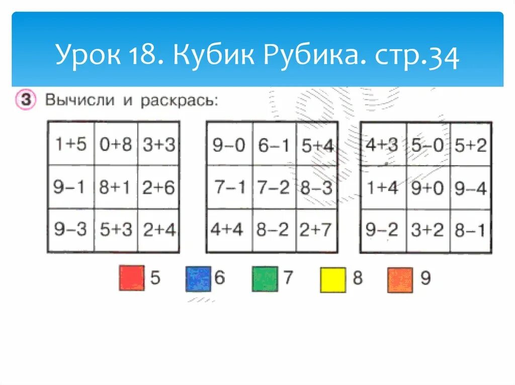 Уроки 18 27. Кубик Рубика Петерсон 1 класс. Карточки кубик Рубика 1 класс. Петерсон кубик Рубика урок 18. Кубие кубика математика 1 класс.