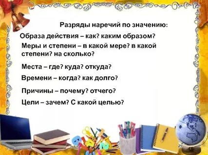 Наречие 4 класс обобщение