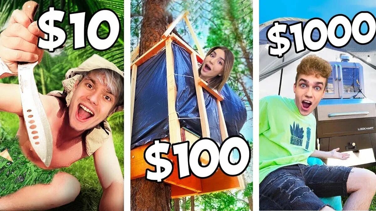 10 vs 50 vs 100 рублей челлендж. Экстрим челлендж идеи.