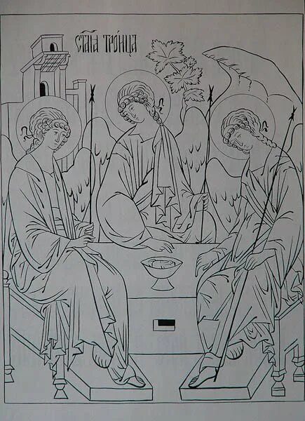 Нарисовать рублева. Прорись иконы троица рублева. икона троицы андрея рублева прорись. святая троица рублева прориси. троица рублева прорись.