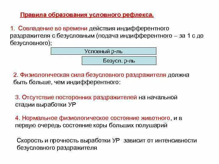 Порядок условных рефлексов. Правила образования и Общие свойства условных рефлексов.. Порядок формирования условного рефлекса. Правила образования условных рефлексов. Правило образования условного рефлекса.