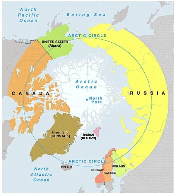 Arctic countries. Арктика на карте. Арктический круг. Карта Арктики с границами государств. Современная карта Арктики.