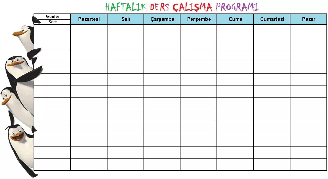 Haftalik. Рисунки планы на месяц. Weekly Planner. Study Lesson Çizelge.