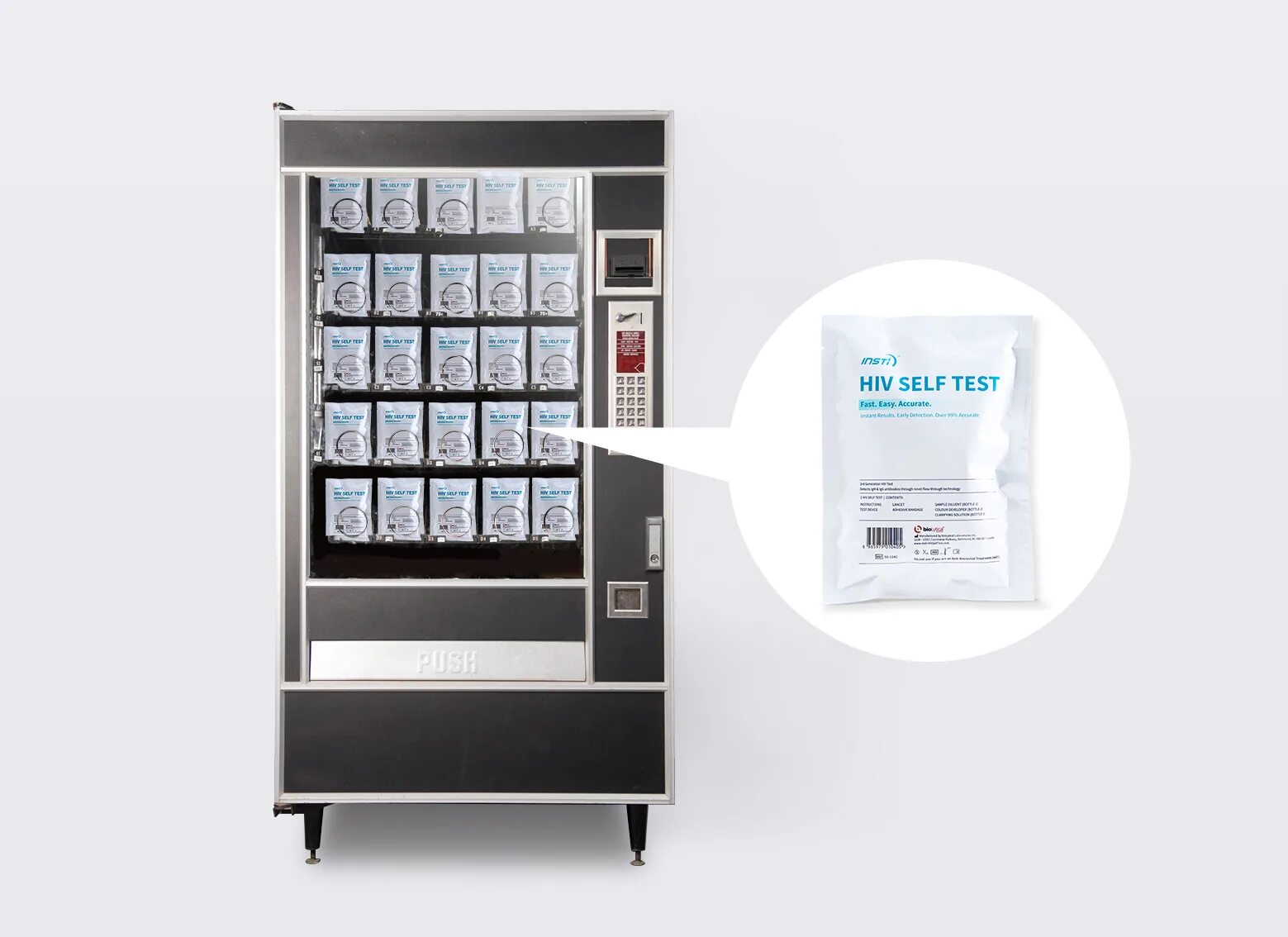 Testing 3. Hiv testing machine. art box self test.
