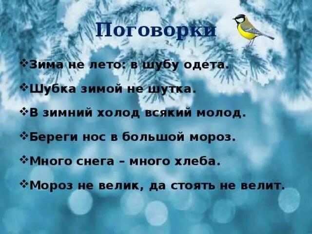 Пословицы о зиме для 3 класса. Пословицы о зиме для 3 класса
