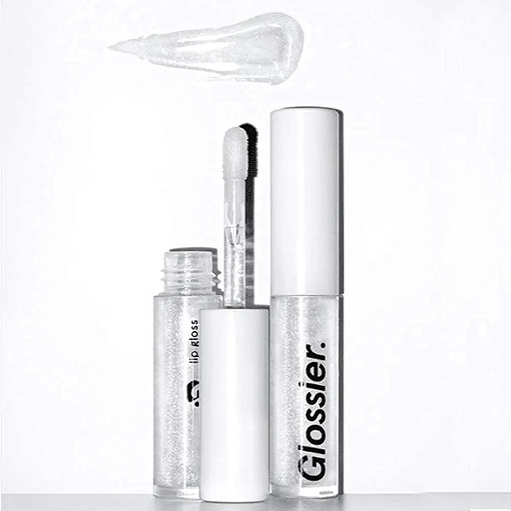 Gloss косметика. Glossier блеск. Блеск для губ с блестками. Бренд Glossier косметика.