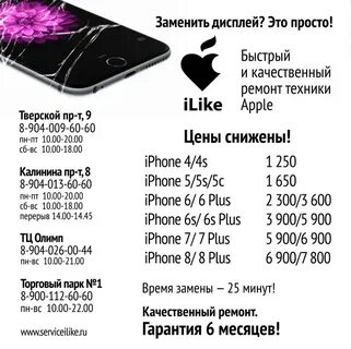 Сколько заменяют экран телефона