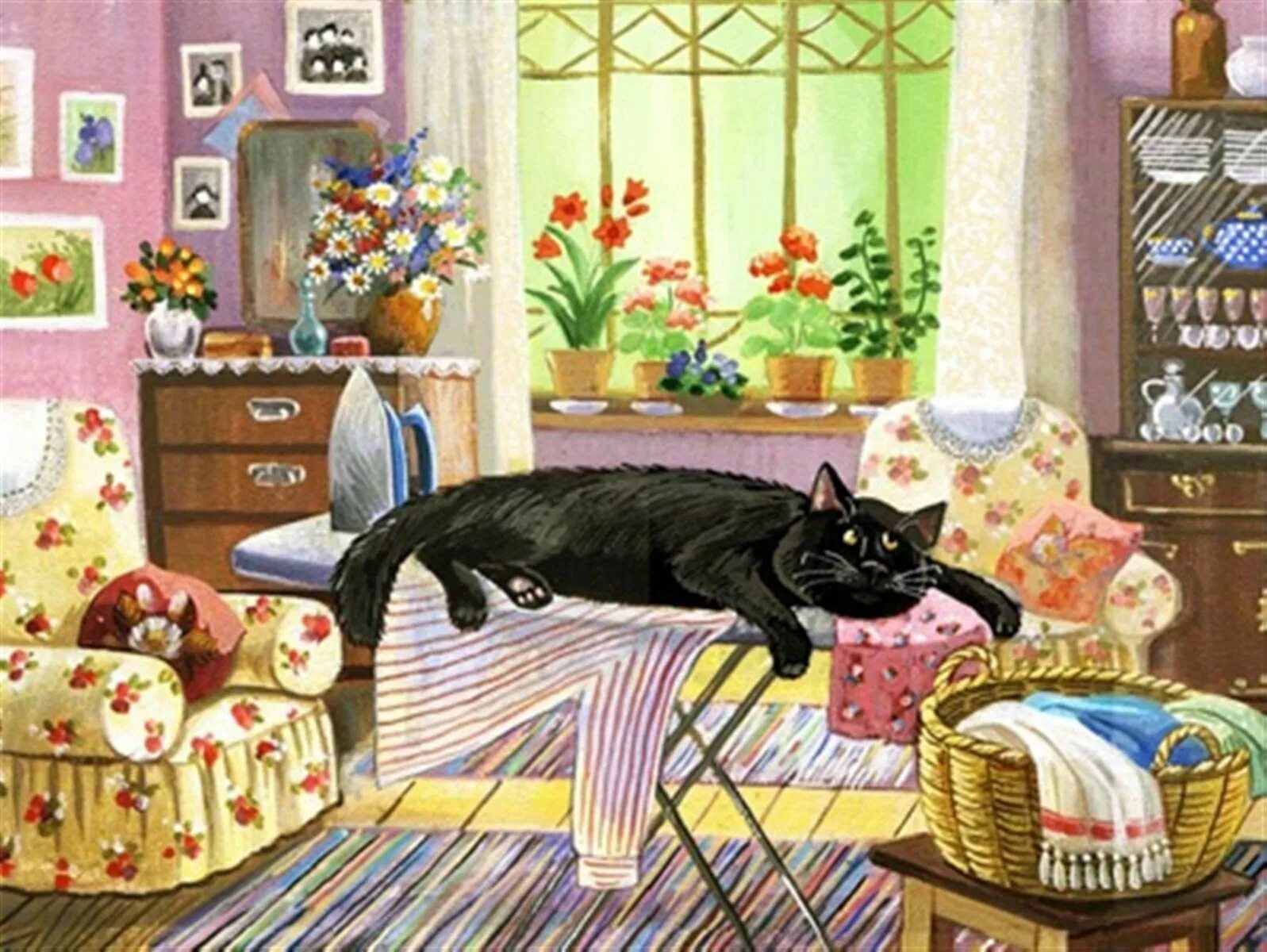 Дом счастливых кошек. Коты художницы Татьяны Родионовой. Уютные коты. Уютные иллюстрации.
