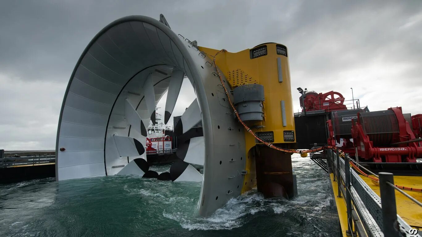 Волновая электростанция Oceanlinx. Гидротурбина ПЭС. Приливные электростанции (ПЭС). Вертикальный гидрогенератор 110 МВТ.